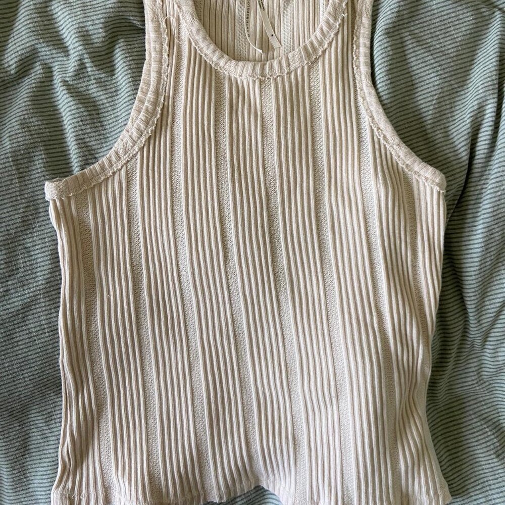 Anthropologie Cream Knit Tank Top Medium
